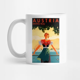 Austria Invites You - Vintage Travel Poster Design Mug